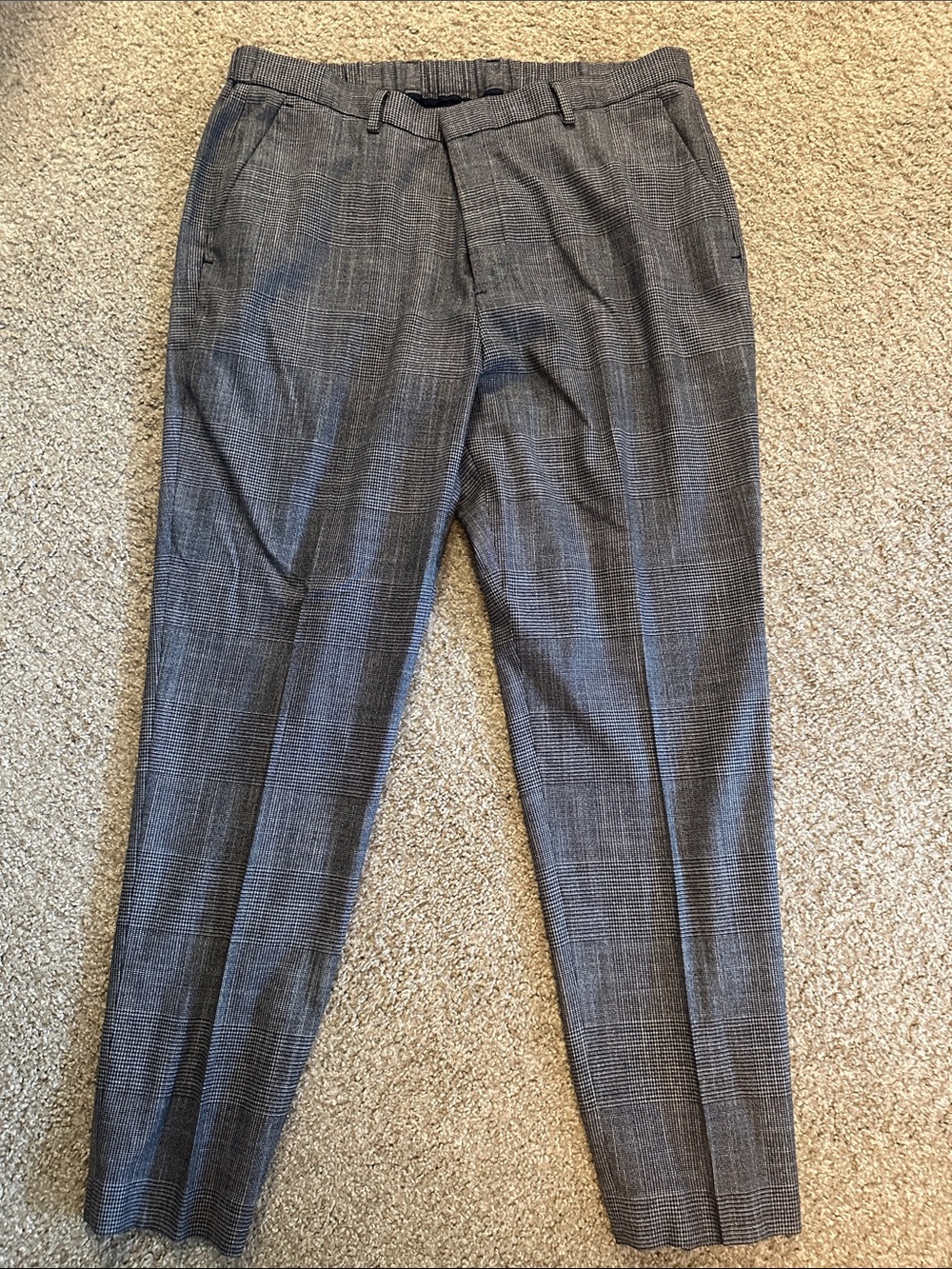 Express Navy Plaid Dress Pants